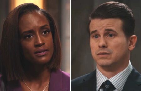Skye P. Marshall as Olympia and Jason Ritter as Julian in the 'Matlock' Season 1 finale