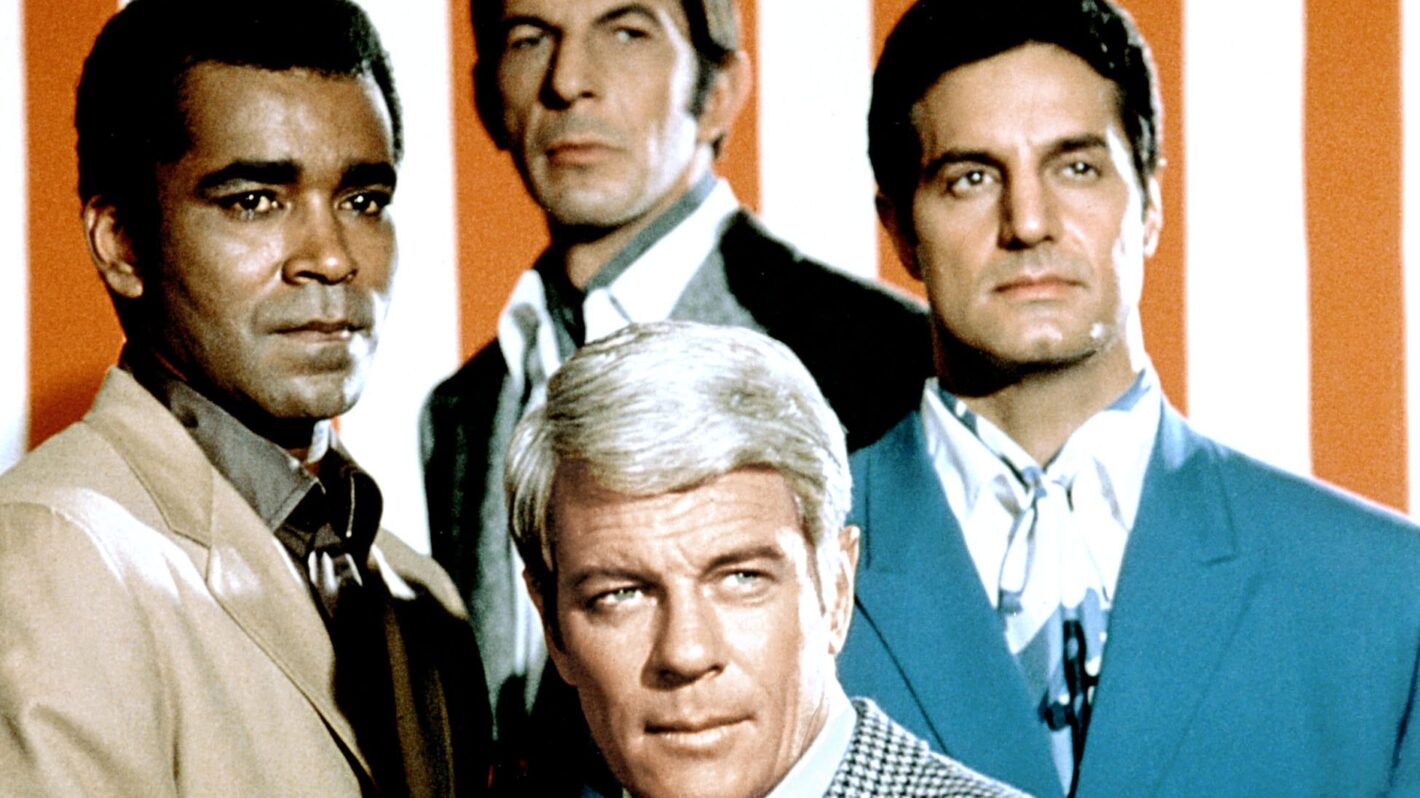 Greg Morris, Leonard Nimoy, Peter Graves, and Peter Lupus in Mission Impossible