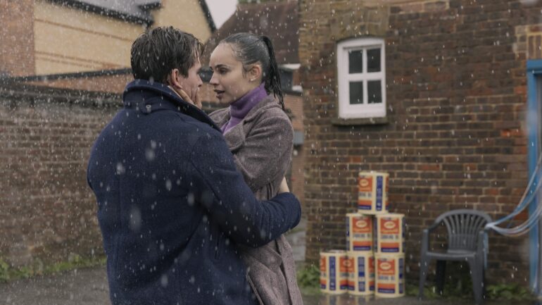 Corey Mylchreest as Jamie and Sofia Carson as Anna in 'My Oxford Year'