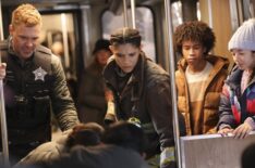 Patrick John Flueger as Officer Adam Ruzek, Miranda Rae Mayo as Lt. Stella Kidd — One Chicago Crossover 2025