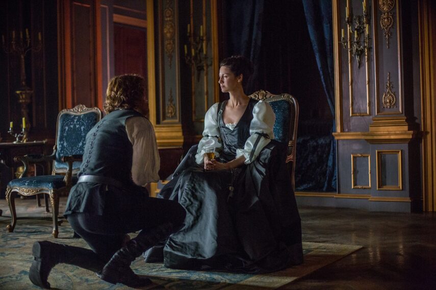 Sam Heughan and Caitriona Balfe in 'Outlander' Season 2 'Faith'