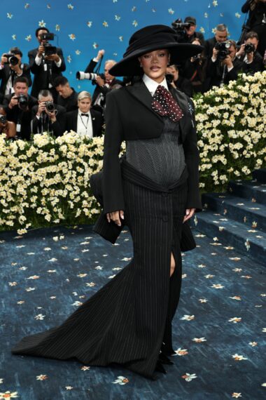 Rihanna attends the 2025 Met Gala Celebrating "Superfine: Tailoring Black Style" at Metropolitan Museum of Art on May 05, 2025 in New York City.
