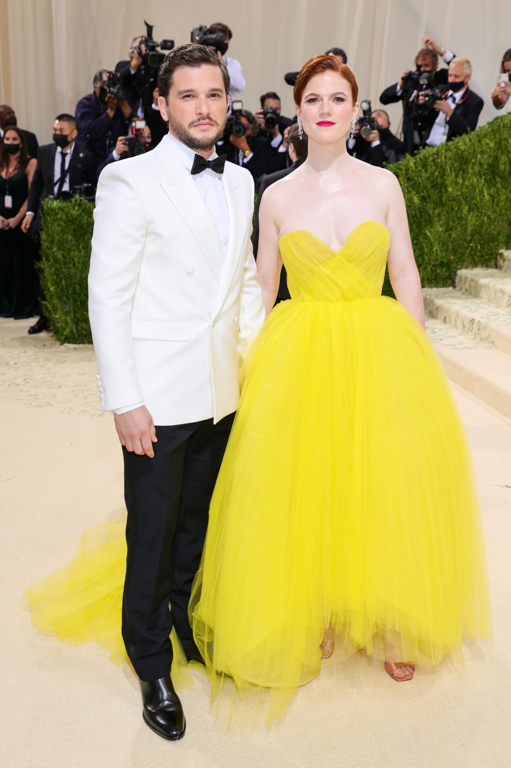 Kit Harington and Rose Leslie attend The 2021 Met Gala Celebrating In America: A Lexicon Of Fashion at Metropolitan Museum of Art on September 13, 2021 in New York City.