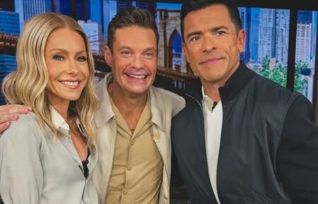 Ryan Seacrest on set of Live with Kelly and Mark with Kelly Ripa and Mark Consuelos on May 14, 2025