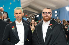 Christian Cowan and Sam Smith attend the 2025 Met Gala Celebrating 'Superfine: Tailoring Black Style' at Metropolitan Museum of Art on May 05, 2025 in New York City.