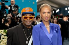 Spike Lee and Tonya Lewis Lee attend the 2025 Met Gala Celebrating 'Superfine: Tailoring Black Style' at Metropolitan Museum of Art on May 05, 2025 in New York City.