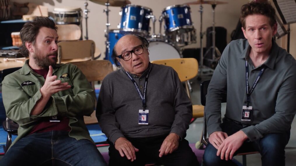 Charlie Day, Danny DeVito, and Glenn Howerton in 'It's Always Sunny in Philadelphia' Season 17