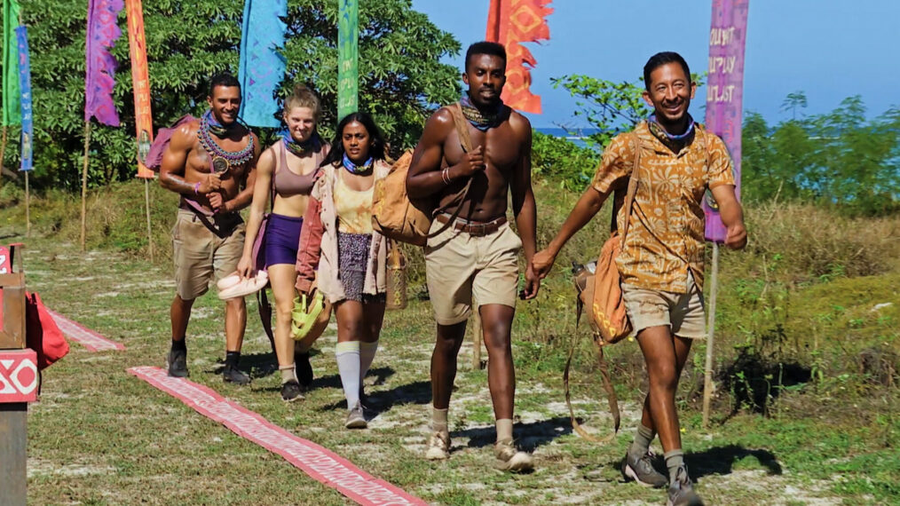 Joe Hunter, Eva Erickson, Kamilla Karthigesu, Kyle Fraser, and Mitch Guerra in the 'Survivor' Season 48 finale