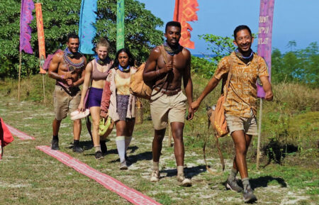 Joe Hunter, Eva Erickson, Kamilla Karthigesu, Kyle Fraser, and Mitch Guerra in the 'Survivor' Season 48 finale
