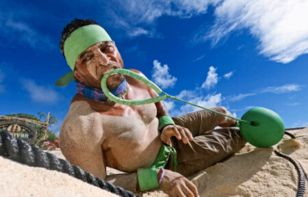 Joe Hunter competes in a beach challenge in 'Survivor' Season 48 Episode 10, 'My Enemies Are Plottin''
