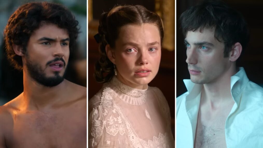 Matthew Broome, Kristine Froseth, and Guy Remmers in 'The Buccaneers' Season 2