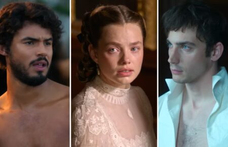 Matthew Broome, Kristine Froseth, and Guy Remmers in 'The Buccaneers' Season 2