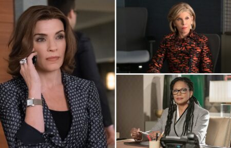 Julianna Margulies as Alicia Florrick on 'The Good Wife,' Christine Baranski as Diane Lockhart on 'The Good Fight,' and Audra McDonald as Liz Reddick on 'The Good Fight'