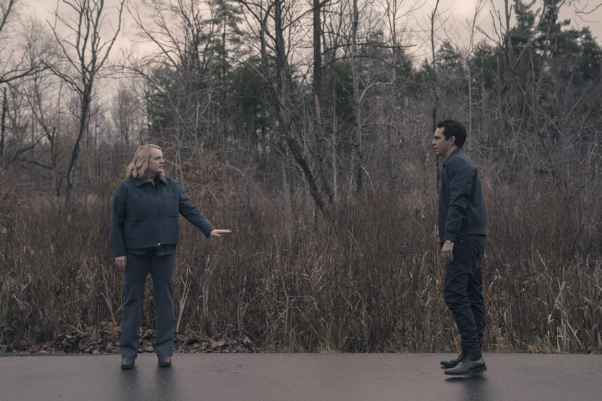 Elisabeth Moss as June and Max Minghella as Nick in 'The Handmaid's Tale' Season 6 Episode 7, 'Shattered'