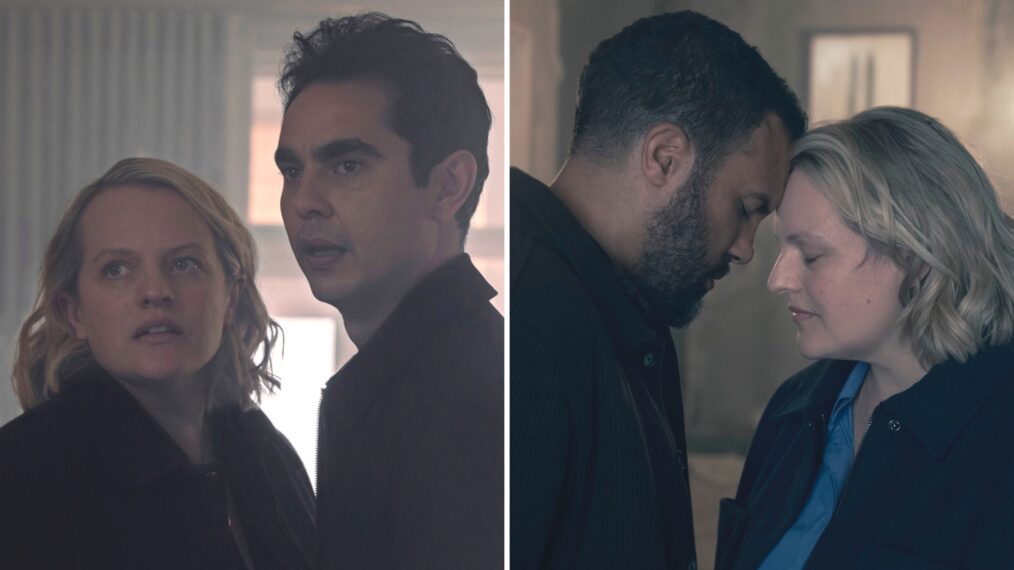 Elisabeth Moss, Max Minghella, and O-T Fagbenle in 'The Handmaid's Tale' Season 6