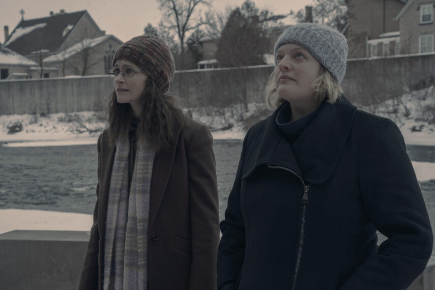 Alexis Bledel as Emily and Elisabeth Moss as June in 'The Handmaid's Tale' series finale