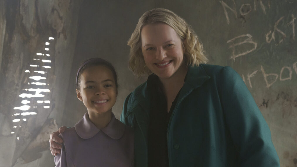 Jordan Hutson and Elisabeth Moss behind the scenes of 'The Handmaid's Tale' series finale