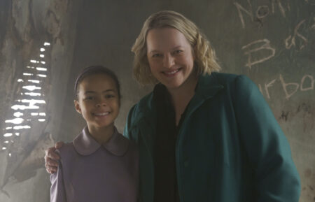 Jordan Hutson and Elisabeth Moss behind the scenes of 'The Handmaid's Tale' series finale