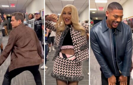 Adam DeVine, Gwen Stefani, Aaron Pierre, and Lee Jung-jae in their spirit tunnels on 'The Jennifer Hudson Show'
