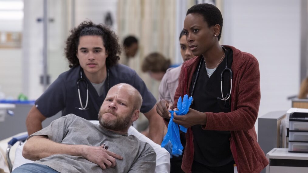 Jalen Thomas Brooks as Mateo, Blake Shields Abramovitz as Hank, and Tracy Ifeachor as Collins — 'The Pitt' Season 1 Episode 3