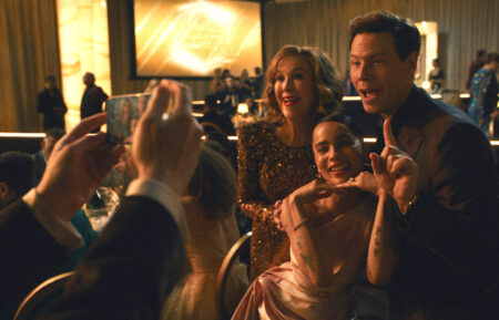 Catherine O'Hara, Zoe Kravitz, and Ike Barinholtz in 'The Studio' Season 1 Episode 8, 'Golden Globes'