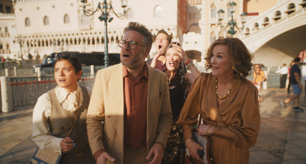 Chase Sui Wonders, Seth Rogen, Ike Barinholtz, Kathryn Hahn, and Catherine O’Hara in 'The Studio' Season 1 finale
