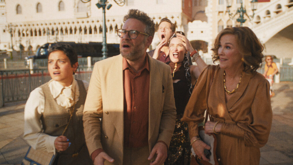 Chase Sui Wonders, Seth Rogen, Ike Barinholtz, Kathryn Hahn, and Catherine O’Hara in 'The Studio' Season 1 finale