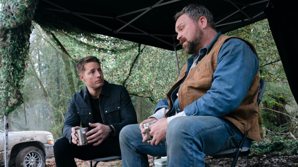 Justin Hartley as Colter Shaw and Drew Powell as Joe — 'Tracker' Season 2 Finale 'Echo Ridge