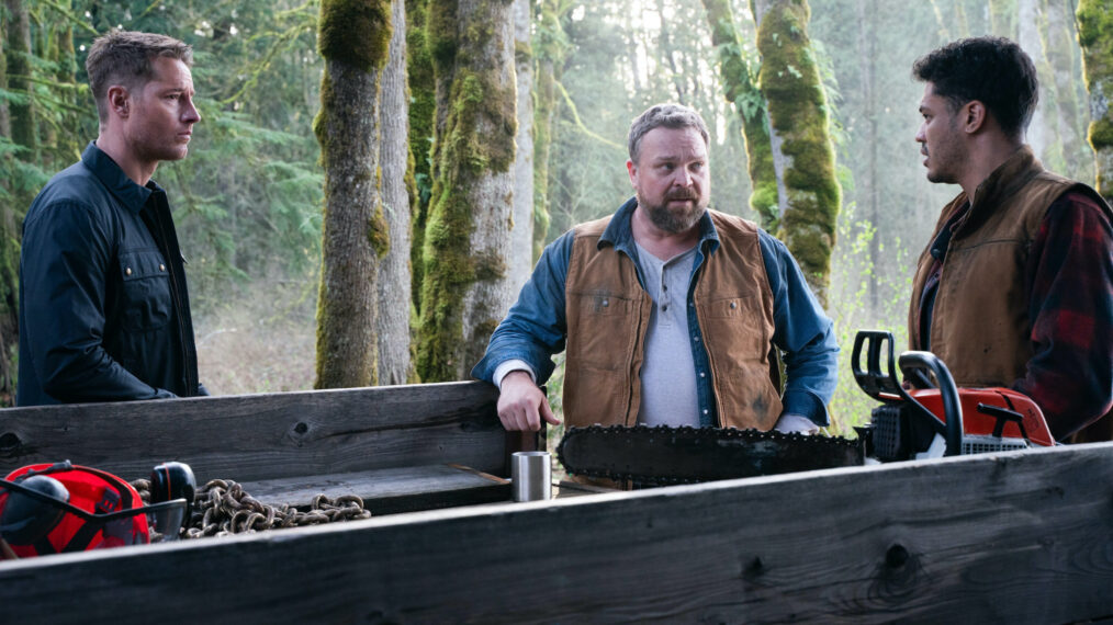 Justin Hartley as Colter Shaw, Drew Powell as Joe and Diego Stredel as Pedro — 'Tracker' Season 2 Finale 'Echo Ridge