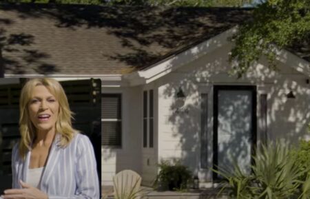 Vanna White standing outside her childhood home, which is featured on the right