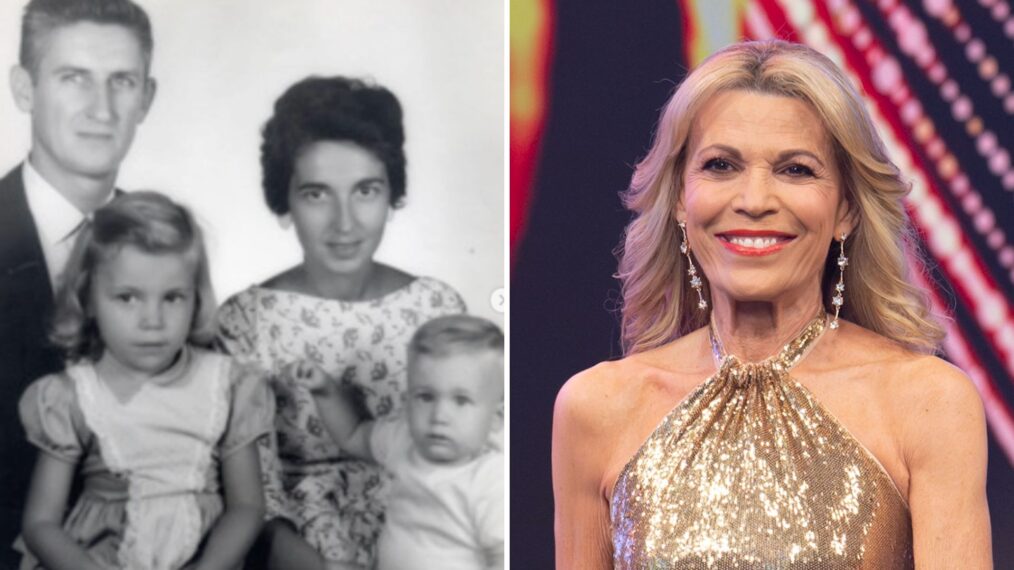Vanna White with her family as a child and on the set of Wheel of Fortune