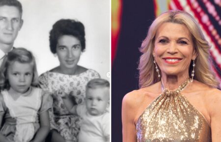 Vanna White with her family as a child and on the set of Wheel of Fortune