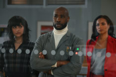 Eve Harlow as Dr. Ingrid Derian, Morris Chestnut as Dr. John Watson, and Rochelle Aytes as Dr. Mary Morstan — 'Watson' Season 1 Finale 'Your Life's Work, Part 2'