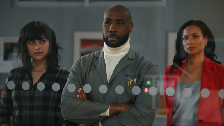 Eve Harlow as Dr. Ingrid Derian, Morris Chestnut as Dr. John Watson, and Rochelle Aytes as Dr. Mary Morstan — 'Watson' Season 1 Finale 