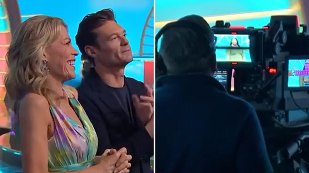 Vanna White and Ryan Seacrest on the set of Wheel of Fortune