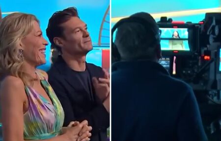 Vanna White and Ryan Seacrest on the set of Wheel of Fortune