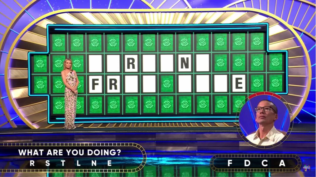 Wheel of Fortune contestant Hou solving the Bonsu Round on May 27, 2025