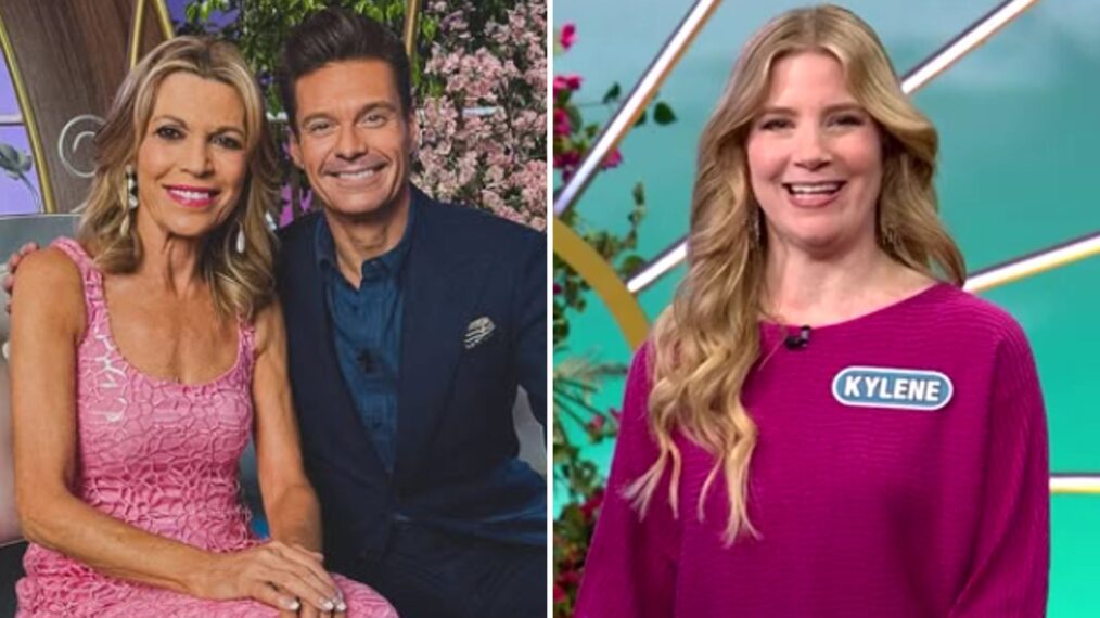 (left) Vanna White and Ryan Seacrest on Wheel of fortune (right) Kylene Foster on WOF on May 28, 2025
