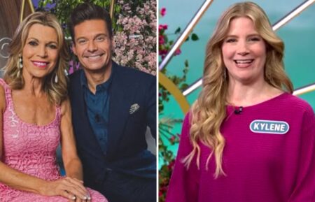 (left) Vanna White and Ryan Seacrest on Wheel of fortune (right) Kylene Foster on WOF on May 28, 2025