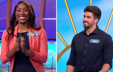 Wheel of Fortune contestants Renna Zulimulnar and Jake Cronkhite on the game show on May 1, 2025