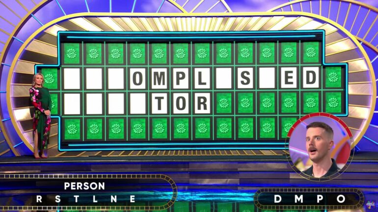 Wheel of Fortune contestant Kyle MacDonald solving the Bonus Round on May 8, 2025