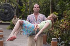 Tayme Thapthimthong, Walton Goggins, Aimee Lou Wood in 'The White Lotus' Season 3 Episode 8