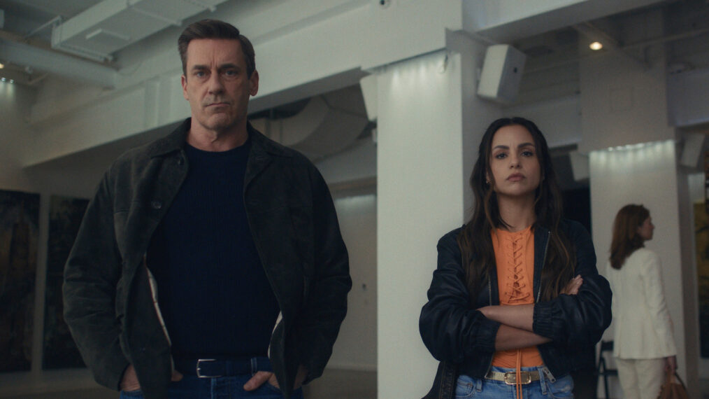 Jon Hamm and Aimee Carrero in 'Your Friends & Neighbors' Season 1 Episode 5, 'This Tourist Has Balls'