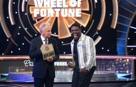 Sam Richardson with Pat Sajak on Celebrity Wheel of Fortune