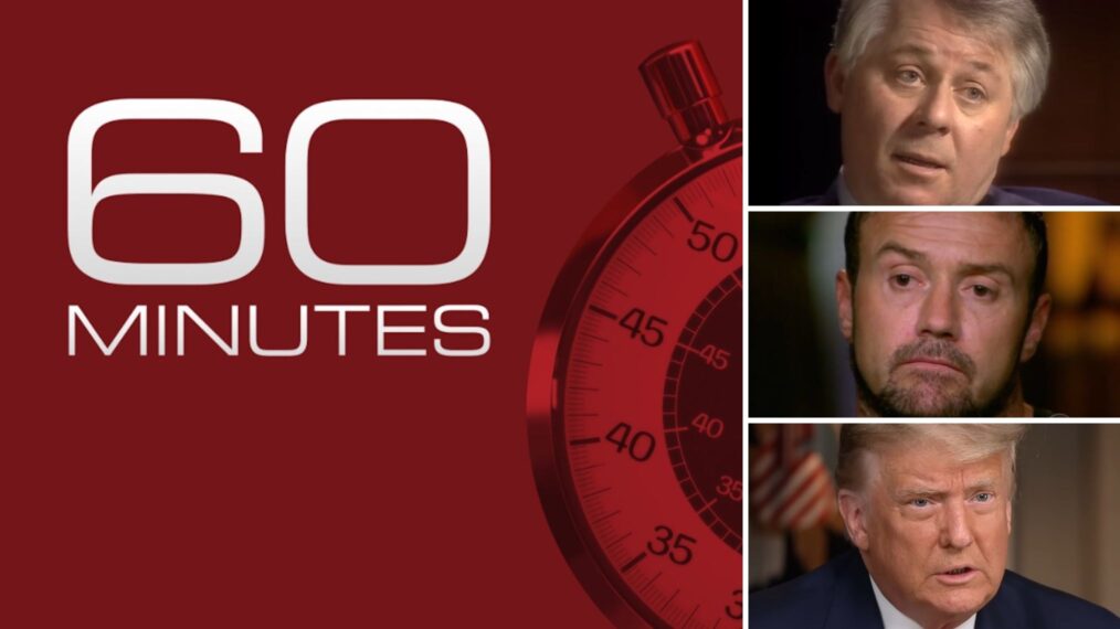 '60 Minutes' logo, Jeffrey Wigand, Dylan Davies, Donald Trump