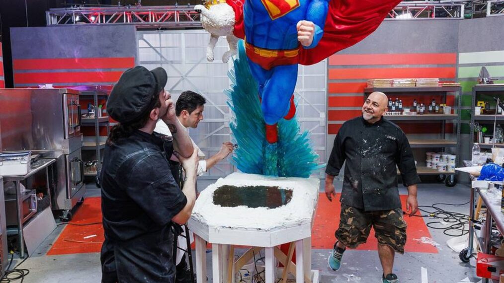 Duff Goldman and team in Super Mega Cakes