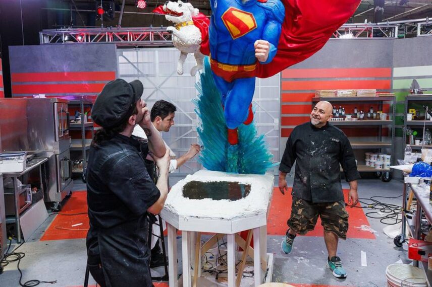 Duff Goldman and team in Super Mega Cakes