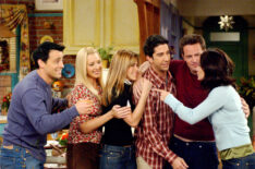 Matt LeBlanc, Lisa Kudrow, Jennifer Aniston, David Schwimmer, Matthew Perry, Courteney Cox in Friends - 'The One With The Late Thanksgiving' - Season 10