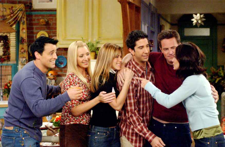 Matt LeBlanc, Lisa Kudrow, Jennifer Aniston, David Schwimmer, Matthew Perry, Courteney Cox in Friends - 'The One With The Late Thanksgiving' - Season 10