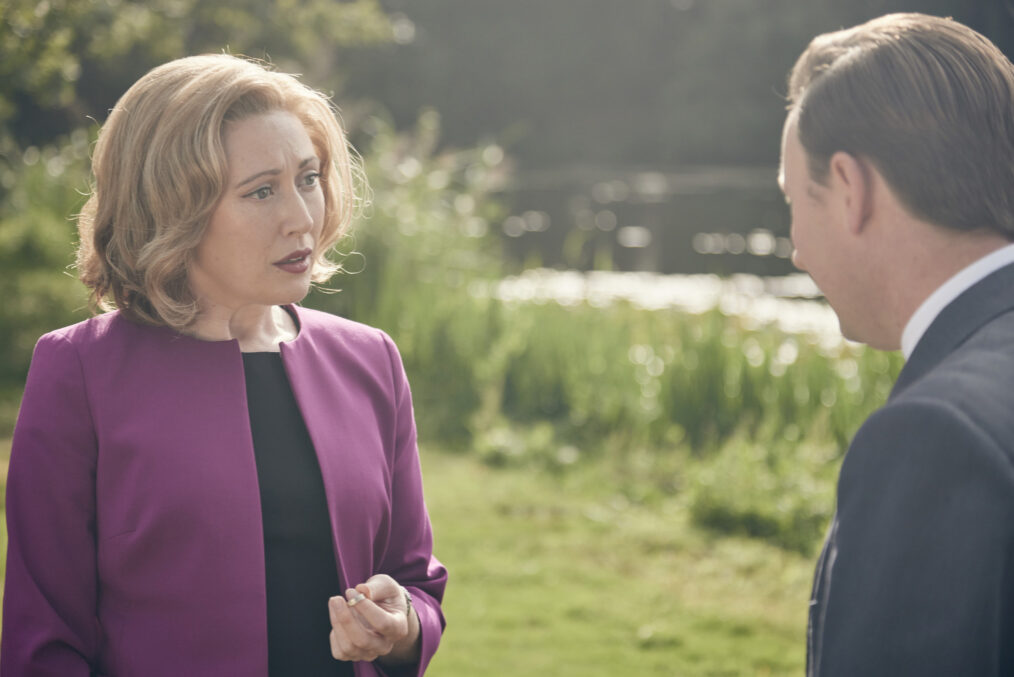 Miss Scott (Melissa Johns), Larry Peters (Bradley Hall) in 'Grantchester' Season 10 Episode 2
